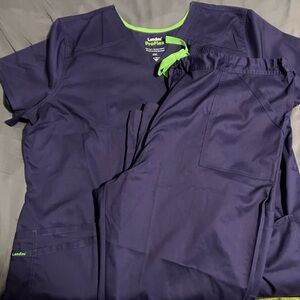 Landau ProFlex Women's Purple and Lime Scrub Set